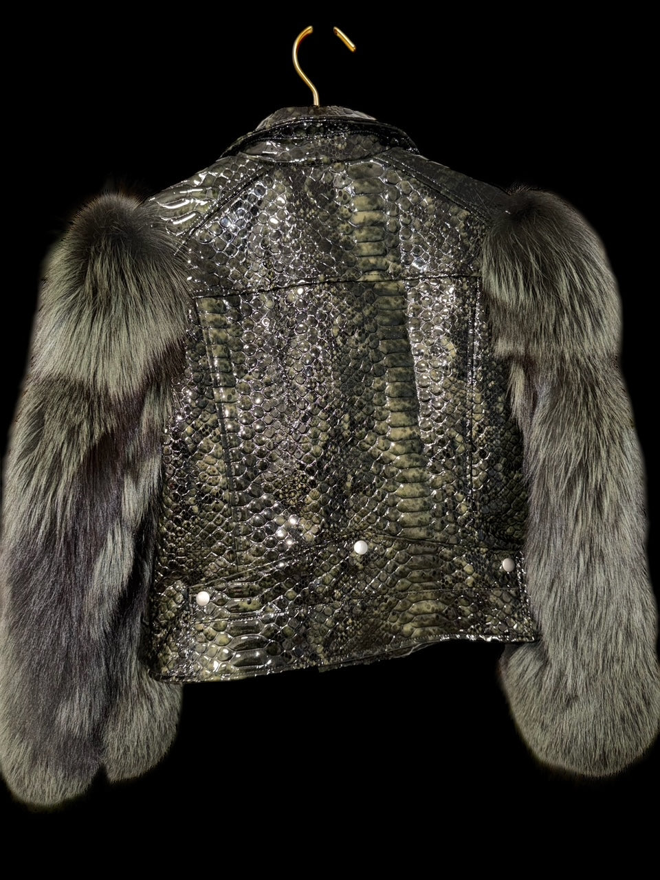 Carley- Genuine Fox Fur Python Embossed Jacket