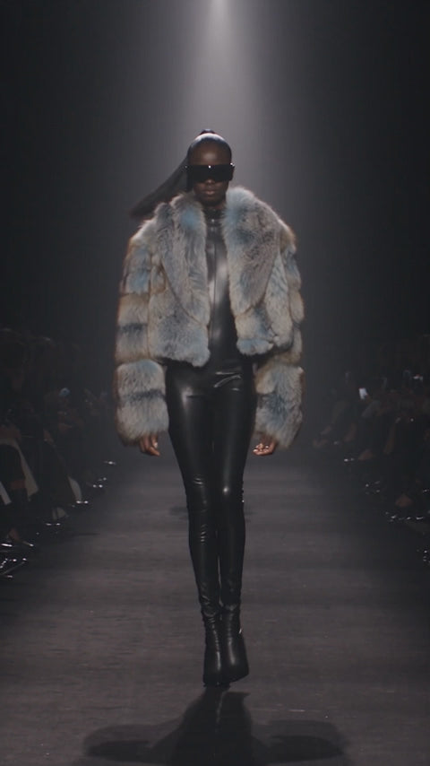 NEW! Indigo- Genuine Fox Fur Cropped Blue and Amber
